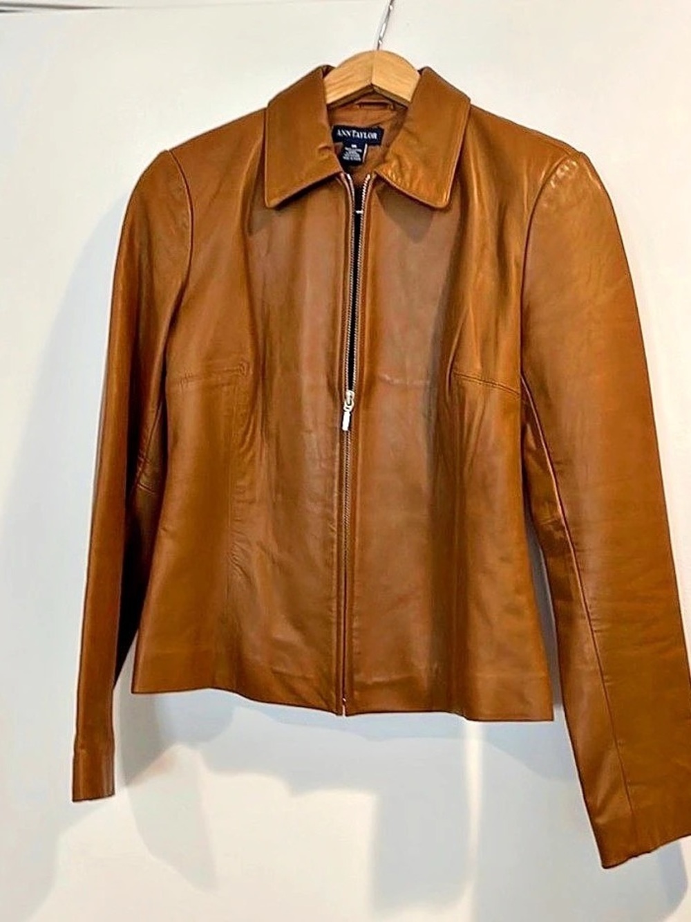Ann Taylor Leather Jacket Brown XS